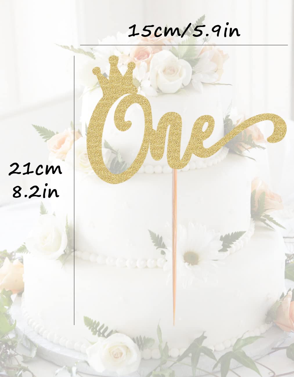 1st Birthday Crown Cake Topper - Gold Glitter First Birthday Cake Decoration for Baby Girls & Boys | Perfect for Baby Shower, Gender Reveal Party, Baby Party & Photo Booth Props | Ideal for 1-Year-Old Birthday Celebrations, Cake Decorating & Photo Shoots