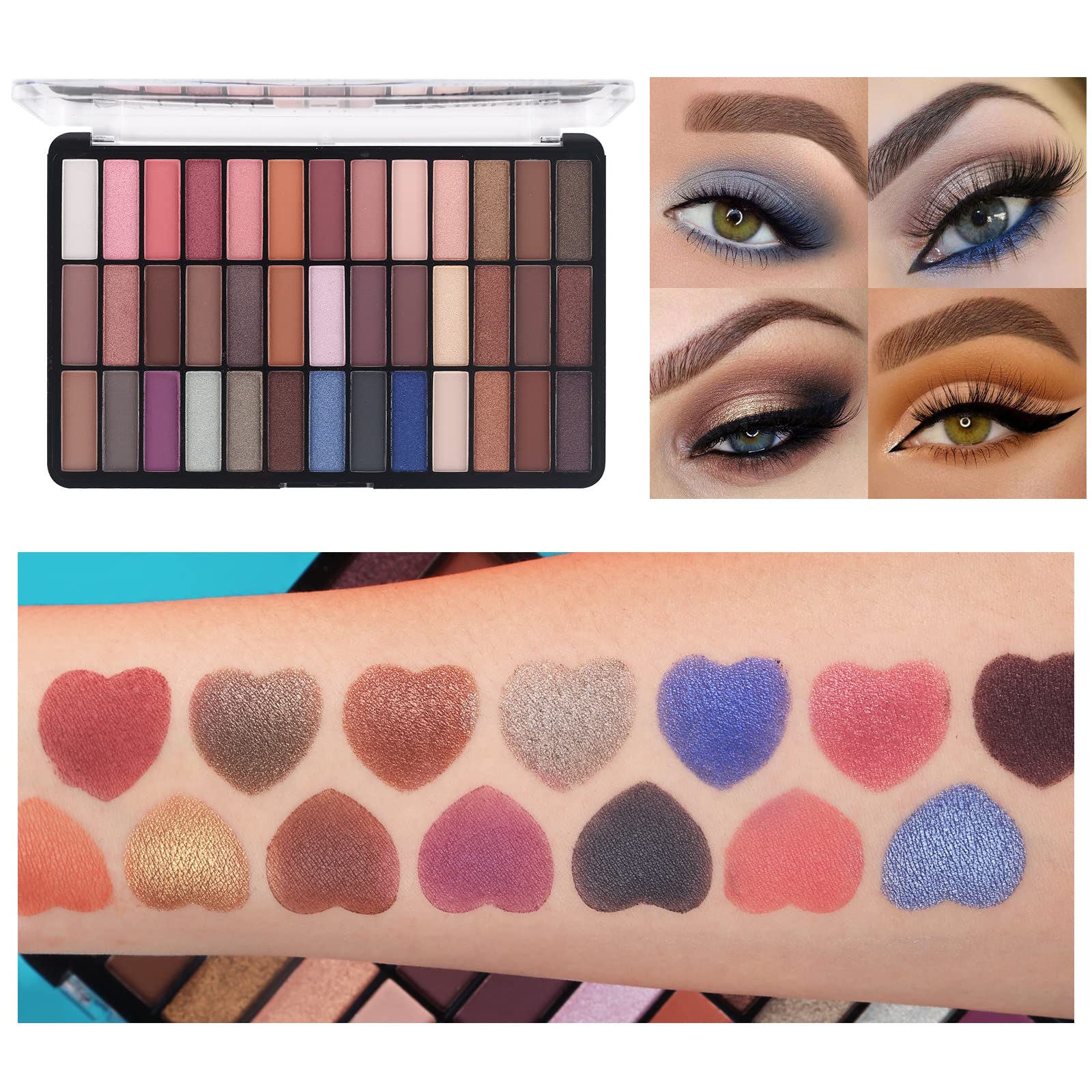 39 Colors Nude & Smokey Eyeshadow Palette Makeup Set - Complete Kit with Liquid Foundation, Concealer Brush, Mascara, Eyeliner, Matte Lipstick, Eyebrow Gel & Sponges | Perfect for Daily Makeup, Party Looks & Gift Giving