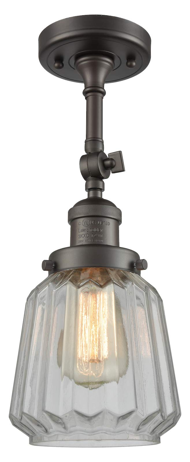 Oil Rubbed Bronze Glass Semi-Flush Mount Ceiling Light - Elegant Lighting Fixture for Bedroom, Hallway, or Entryway