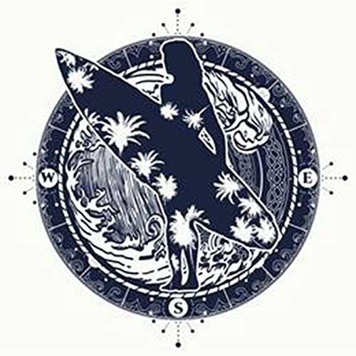 6 Sheets Temporary Fake Tattoos for Men & Women - Waterproof Surfing Sport Designs (3.7x3.7 Inch) - Arm, Neck & Chest Tattoo Stickers for Beach Parties, Surf Competitions & Summer Festivals