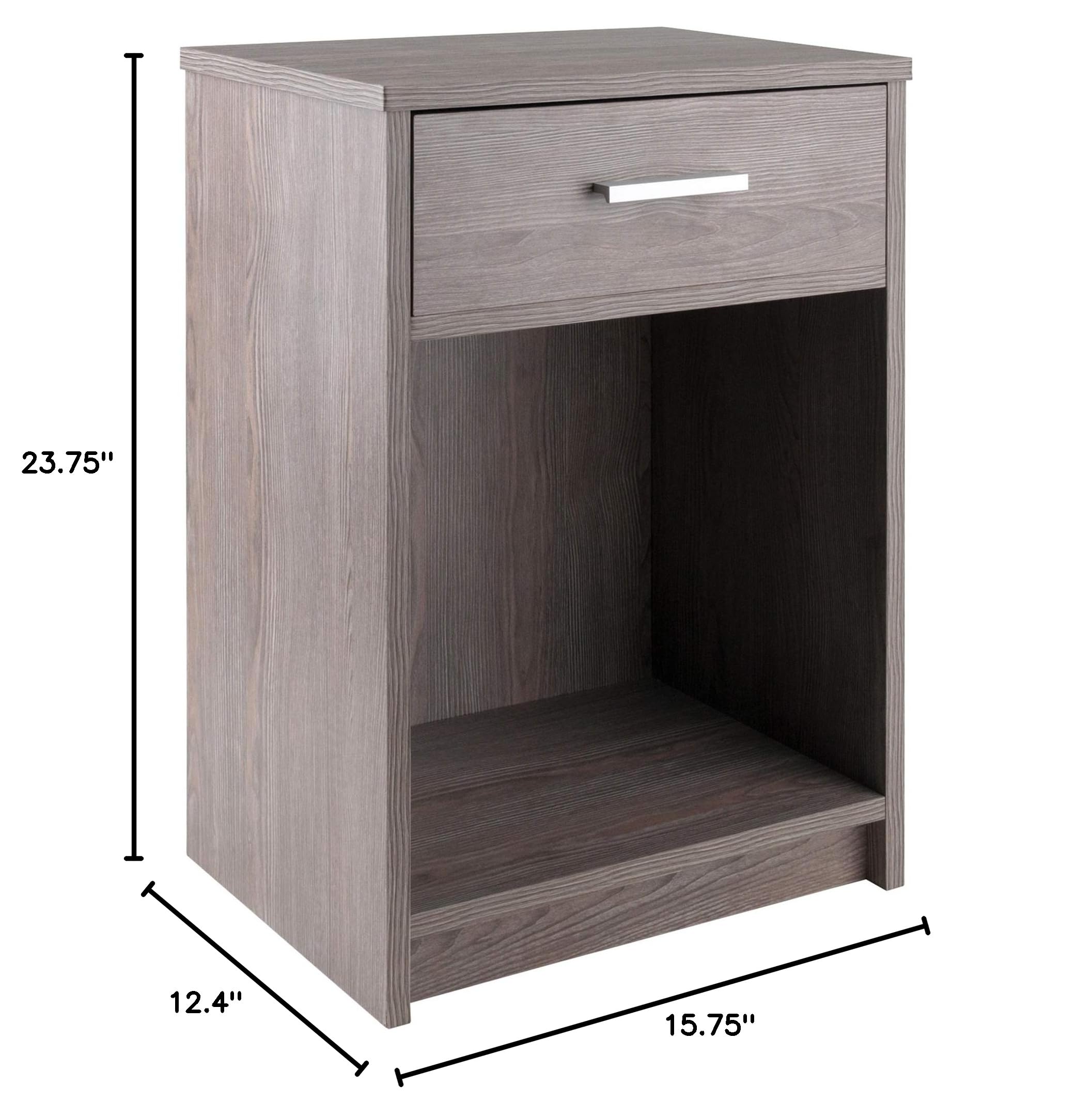 Contemporary Ergonomic Wooden Rennick Accent Table - Rustic Side Table with Drawer & Cabinet, Mini Bookshelf & Printer Stand in Ash Gray - Perfect for Living Room, Bedroom, or Home Office Decor