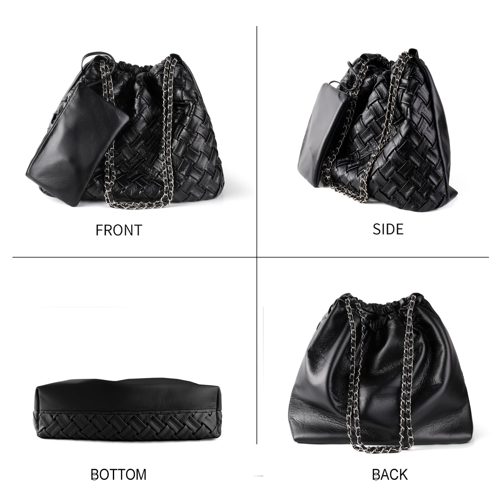 Women's Woven Leather Hobo Handbag & Tote Set - Stylish Shoulder Bags for Work & Travel