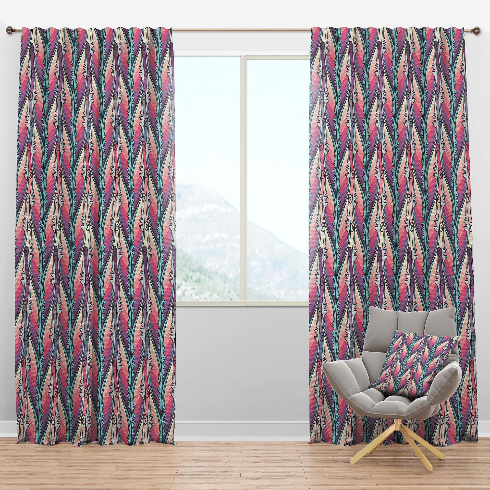 DesignQ Blackout Curtains - Floral Abstract Pattern Thermal Insulated Window Drapes for Bedroom & Living Room - Single Panel 52x84 Inches - Perfect for Light Blocking, Privacy & Energy Efficiency