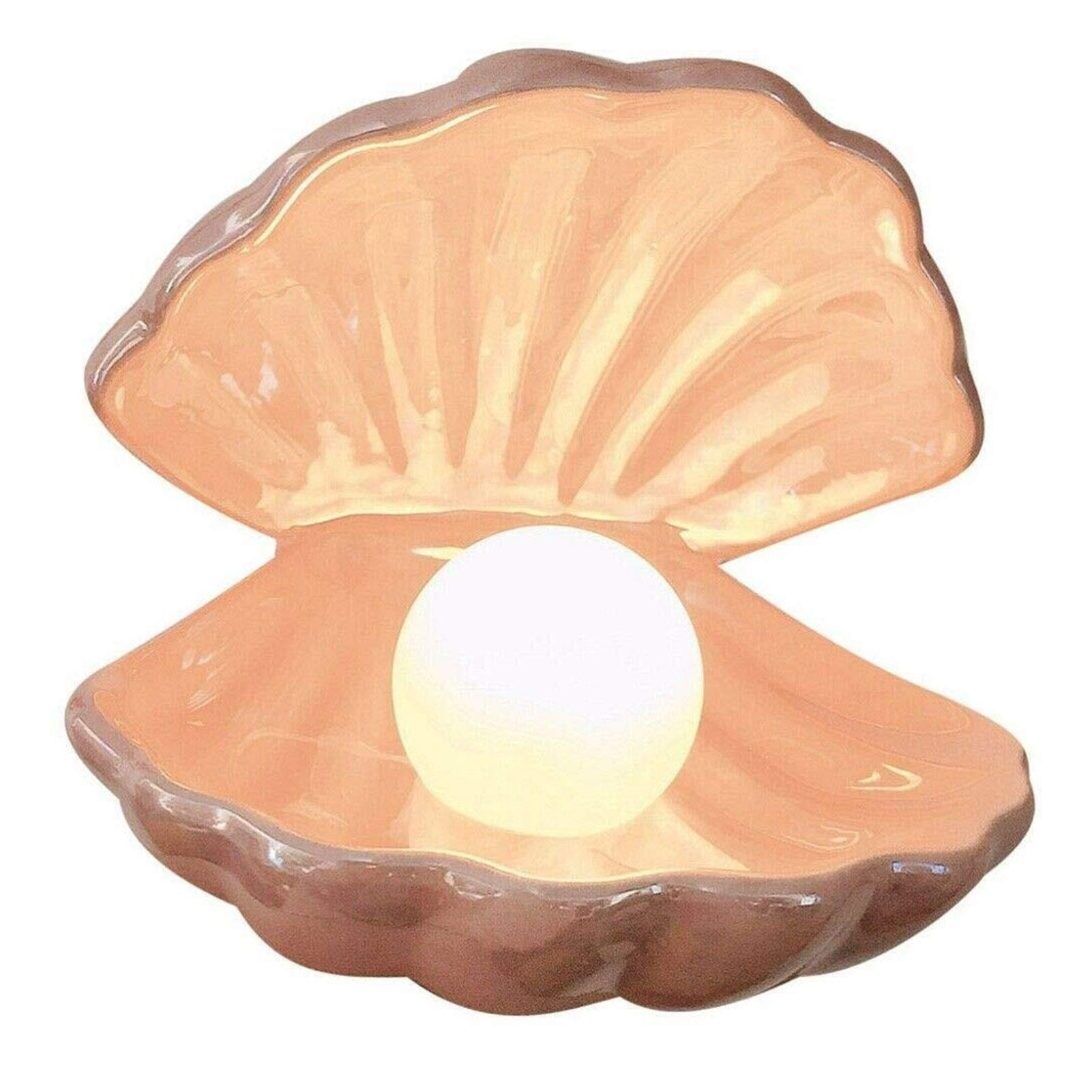 ZYuan Pearl Ceramic Night Light - Pink LED Bedside Lamp for Kids & Adults, Home Decor Desktop Ornament with Soft Glow for Nursery, Bedroom, Living Room, Office