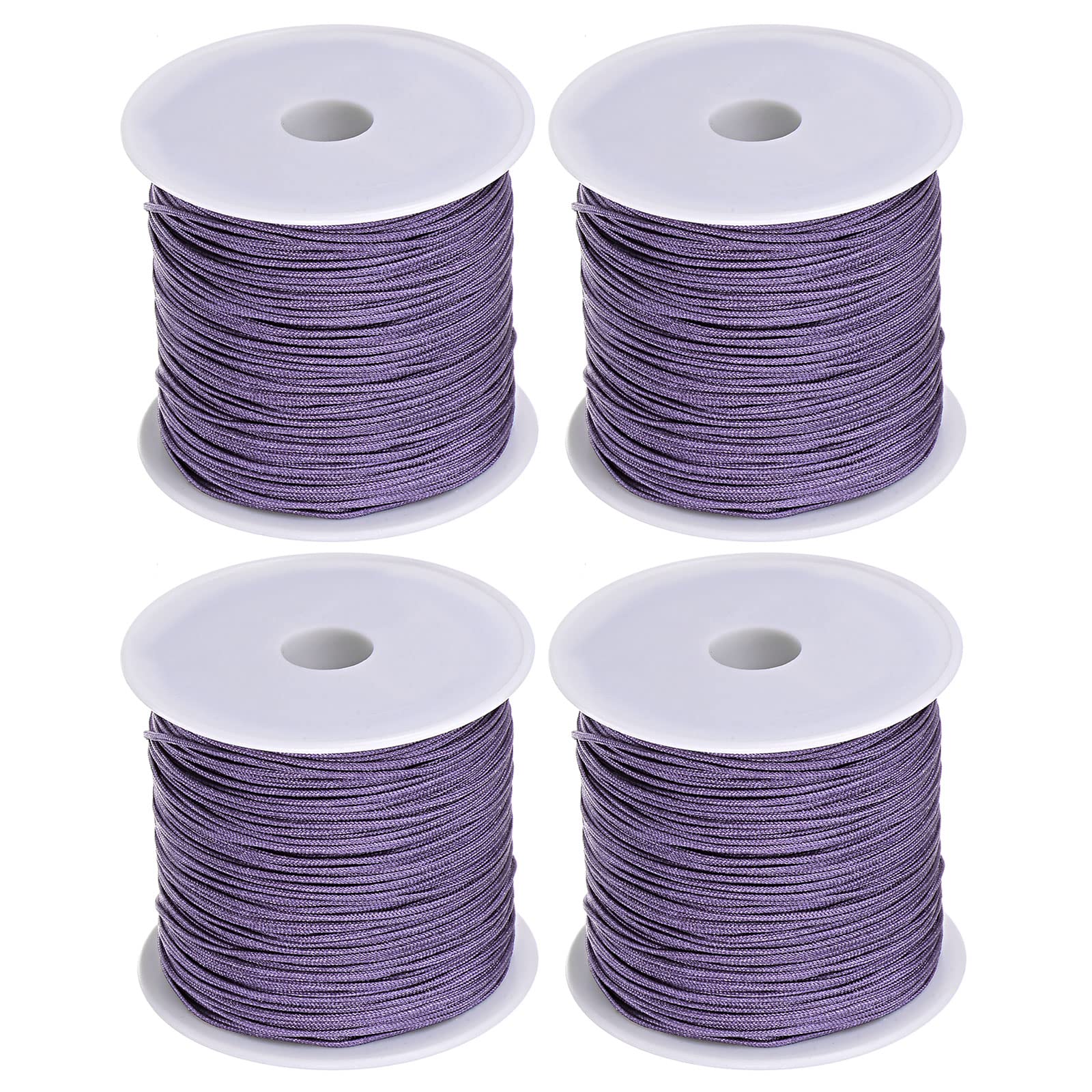 HARFINGTON 4 Rolls 0.8mm Nylon Beading Thread - 50 Yards Braided Craft Cord for Jewelry Making, Kumihimo, Bracelets & Necklaces - Strong Satin String in Lavender Purple - Perfect for DIY Crafts, Beading Projects & Handmade Gifts