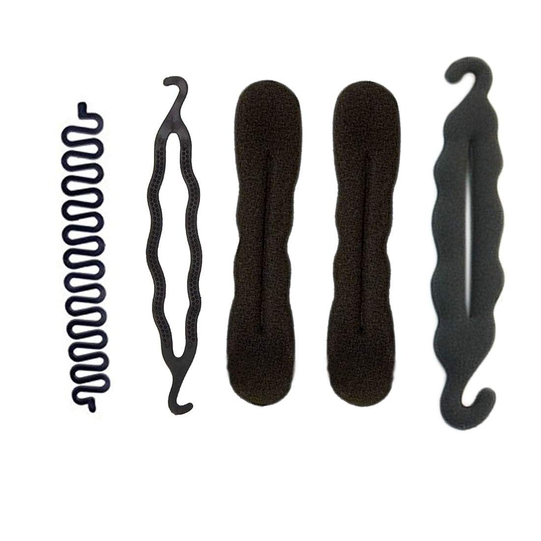 Natth Set of 5 Hair Bun Makers - Hair Styling Tools for Women & Girls (Black) | Perfect for Updos, Ponytails & Everyday Hairstyles