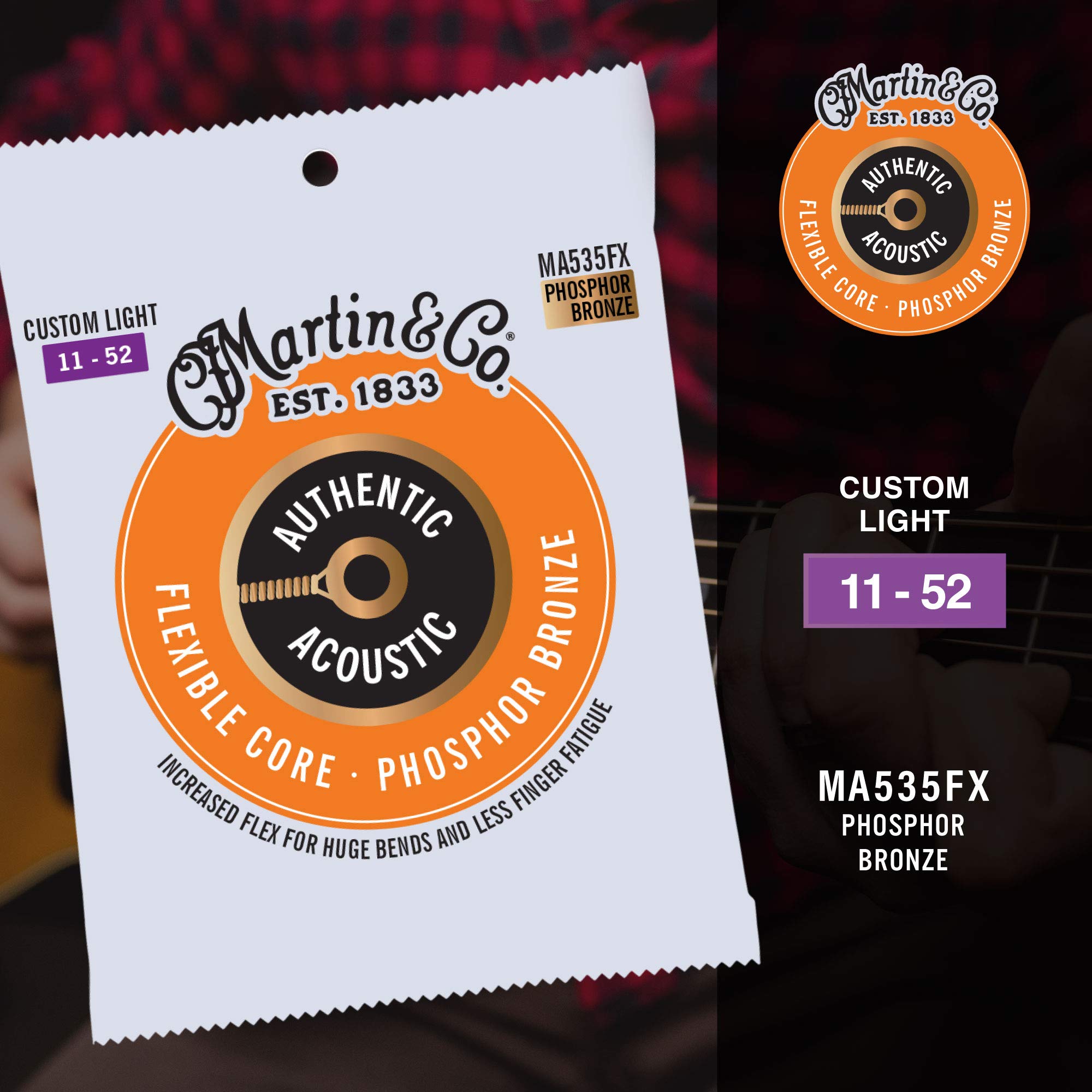 Martin M535 Phosphor Bronze Acoustic Guitar Strings - Premium Custom Light Gauge for Warm Tone & Longevity | Perfect for Folk, Country & Fingerstyle Playing