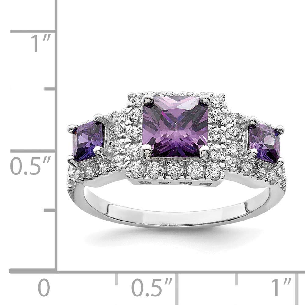925 Sterling Silver Purple Square Cubic Zirconia Ring for Women - Elegant Fine Jewelry Gift for Her - Perfect for Anniversaries, Birthdays & Special Occasions