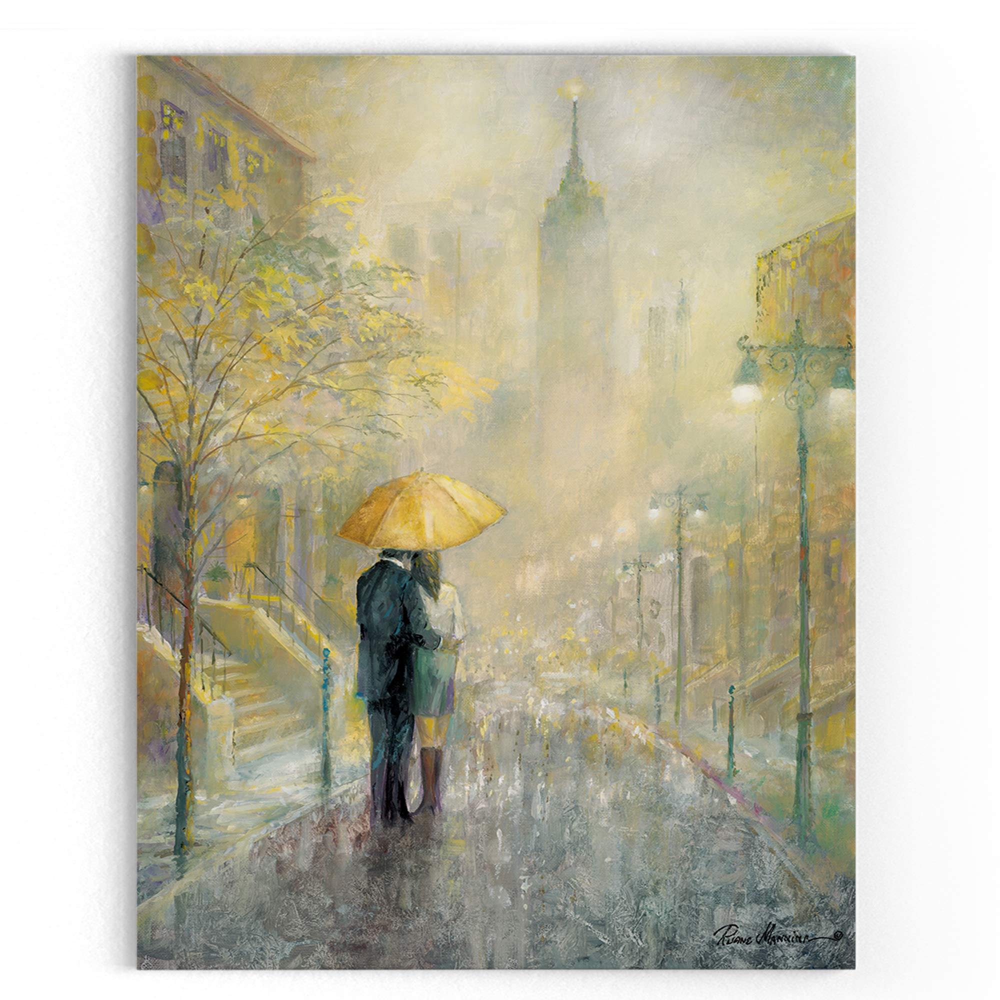 Wexford Home City Romance I Gallery Wrapped Canvas Wall Art - 36x48 Inches - Modern Abstract Painting for Living Room, Bedroom & Office Decor