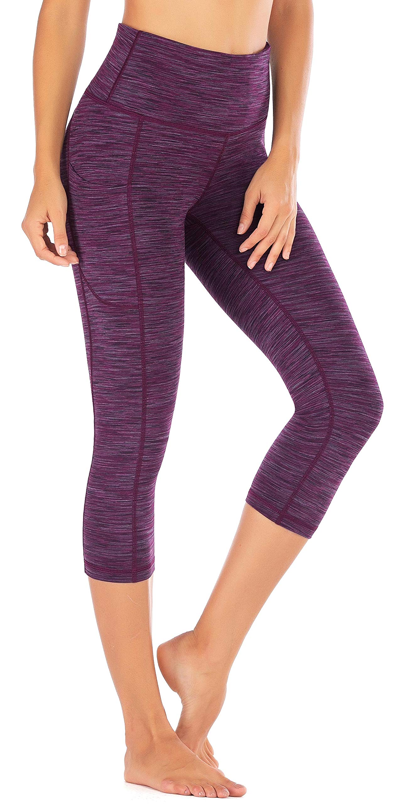 IUGA High Waisted Yoga Pants for Women with Pockets - Breathable Workout Capri Leggings for Running, Gym & Lounge - Plus Size Yoga Capris for Active Women