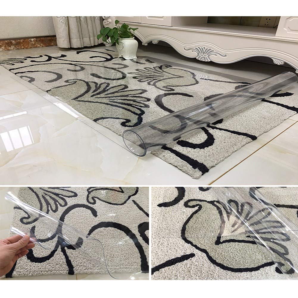 HYCH Round Plastic Chair Mat for Hardwood Floors - Non-Slip, Oil-Proof PVC Transparent Floor Protector (1.5mm Thick, 47 Inches) - Perfect for Home Office, Dining Room & Hard Surface Floor Protection