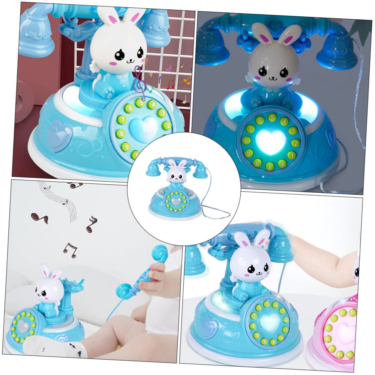 WESIEVYA Rotating Luminous Baby Toy - Simulated Phone for Infants & Toddlers, Blue Plastic Household Toy for Girls & Boys - Perfect for Nursery Playtime, Early Learning & Sensory Development