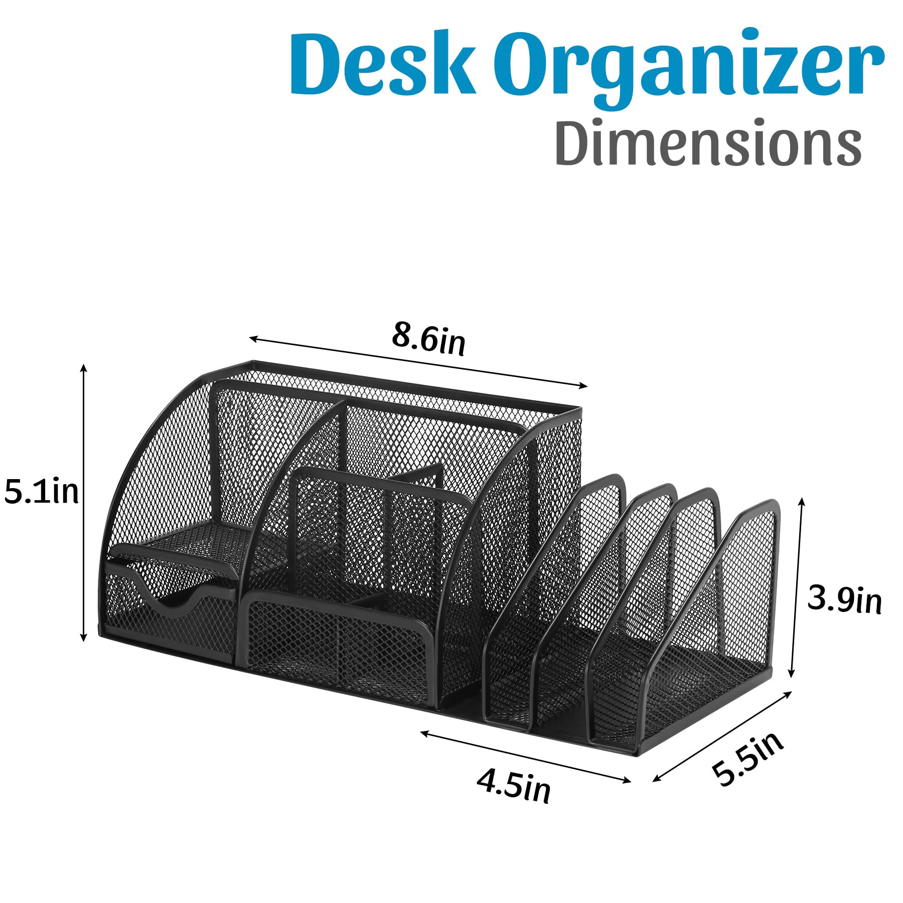 SANWICH Mesh Desk Organizer Set - 7 Compartment Office Desk Organizer with Pencil Holder & Pen Storage for Office Supplies | Perfect for Home Office, School & Workspace Organization