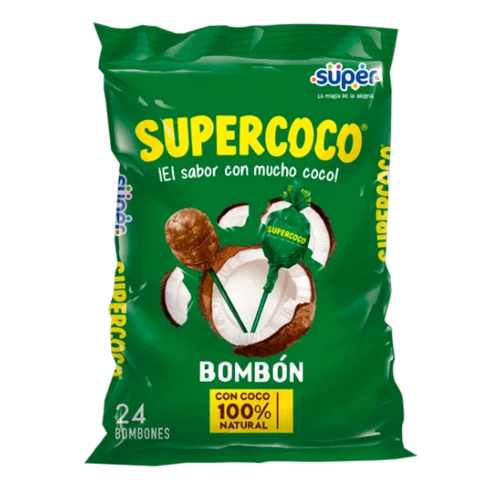 Supercoco Candy Bonbons - 2 Pack (24 Count Each) | Authentic Colombian Coconut Candy | Sweet Tropical Snack for Parties, Gifts & Desserts