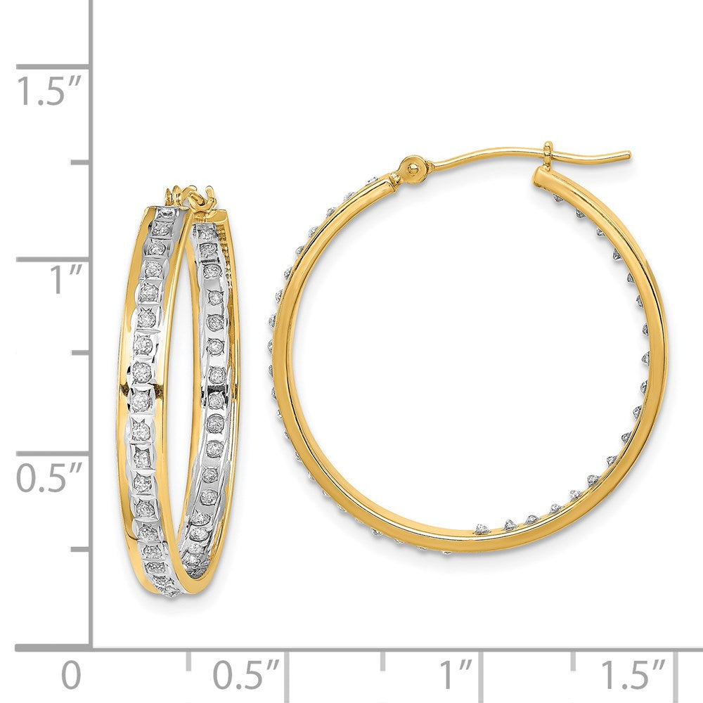 14K Gold Diamond Hinged Hoop Earrings for Women - Elegant In/Out Design (Model DF334) - Perfect for Parties, Weddings & Everyday Wear