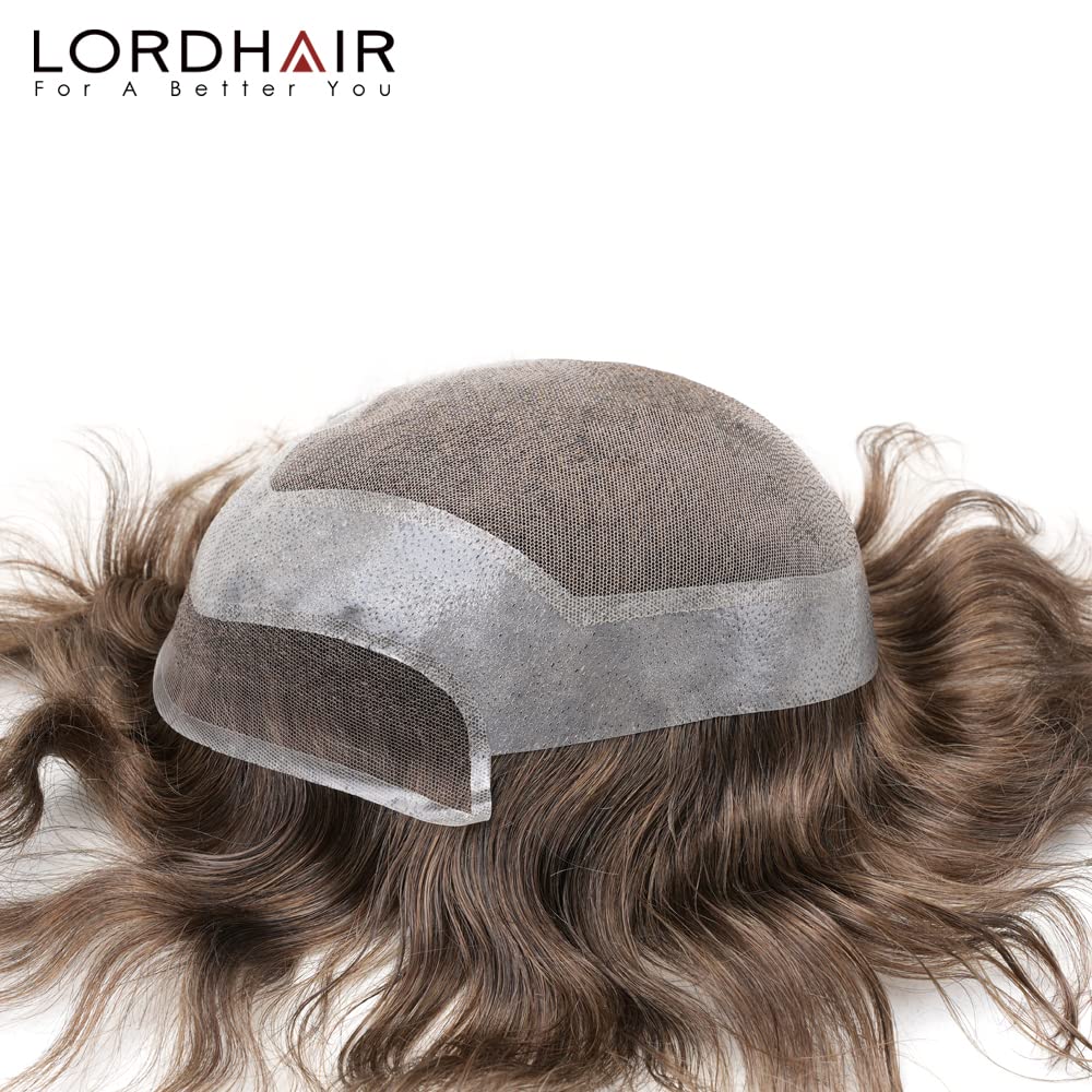 Lordhair Men's Human Hair Toupee - Natural Lace Front Hair System with Skin Perimeter Base | Multiple Sizes Available | Perfect for Daily Wear, Special Occasions & Hair Loss Solutions