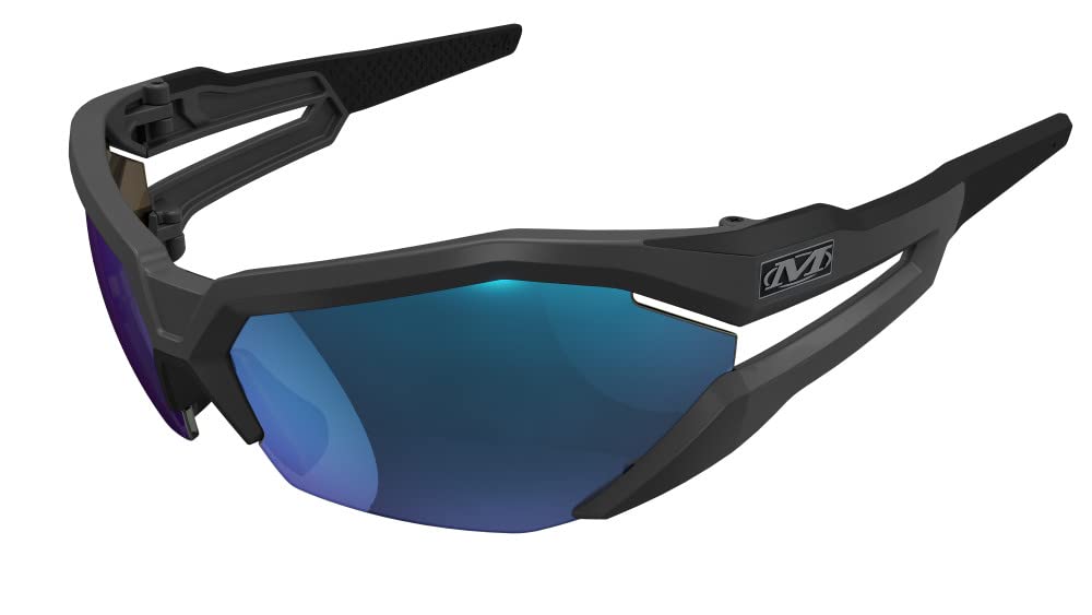 Mechanix Wear Vision Type V Safety Glasses - Anti-Fog, Scratch Resistant, Adjustable Arms with Ventilated Temples - One Size Fits All (Blue Mirror Lens, Black Frame) - Perfect for Construction, Woodworking & Industrial Work Safety