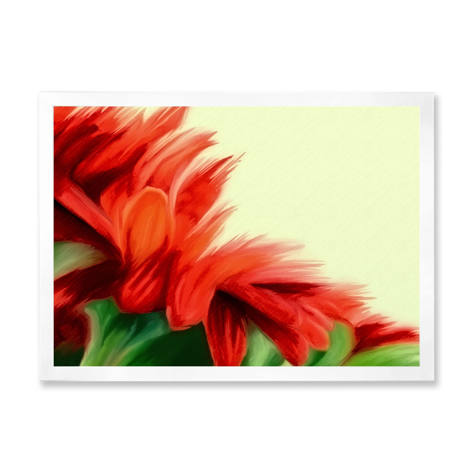 Vibrant Red Floral on Green Traditional Framed Wall Art - Elegant Home Decor for Living Room, Bedroom & Office