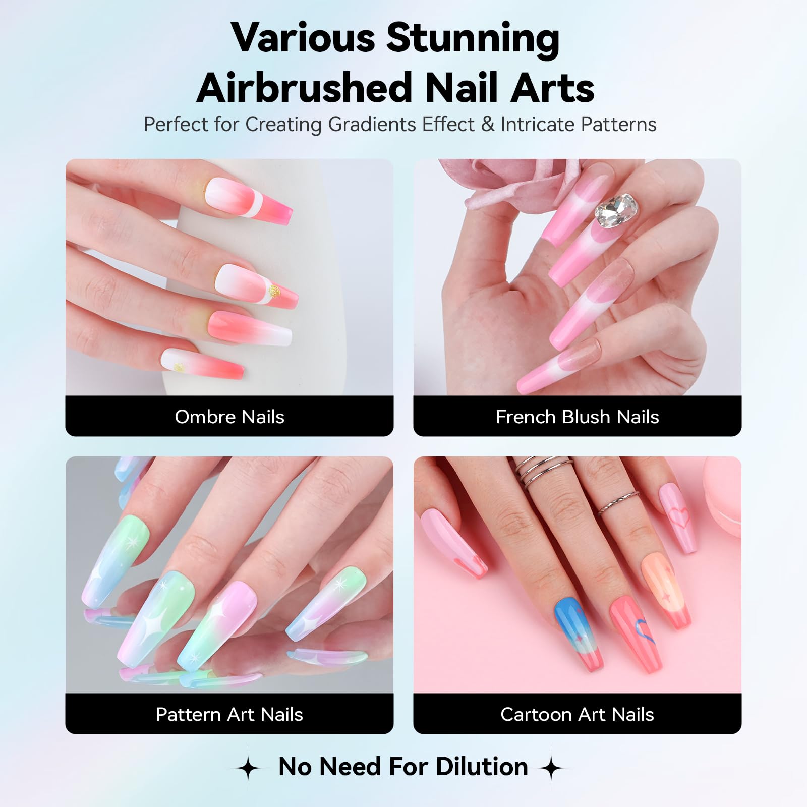 Vrenmol 12PCS Airbrush Gel Nail Polish Set - No Dilution Needed, 12 Vibrant Colors for Nail Art, Stencils, Ombre & French Manicures - Perfect for Salon, Home DIY & Professional Nail Artists