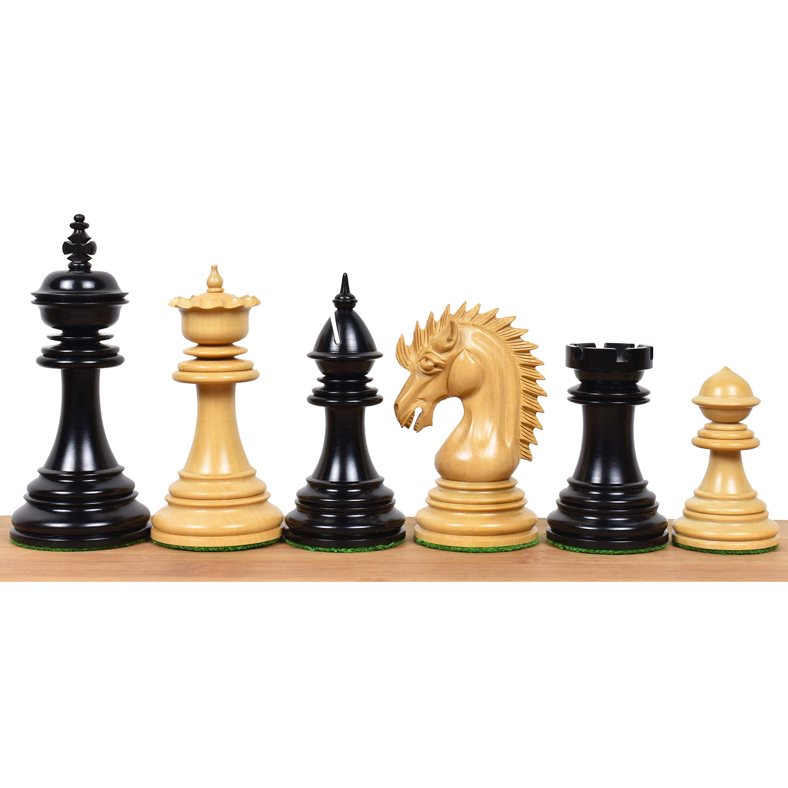 RoyalChessMall 4.4 Inch Dragon Luxury Staunton Chess Pieces Set - Triple Weighted Ebony Wood Chessmen - Handcrafted Premium Chess Set for Tournaments, Home Decor & Gift Giving