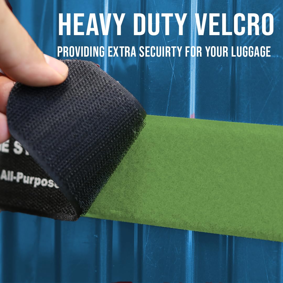 4 Pack Heavy Duty Velcro Luggage Straps for Travel - Adjustable & Secure Suitcase Straps for Airplane, Train & Cruise Travel Accessories