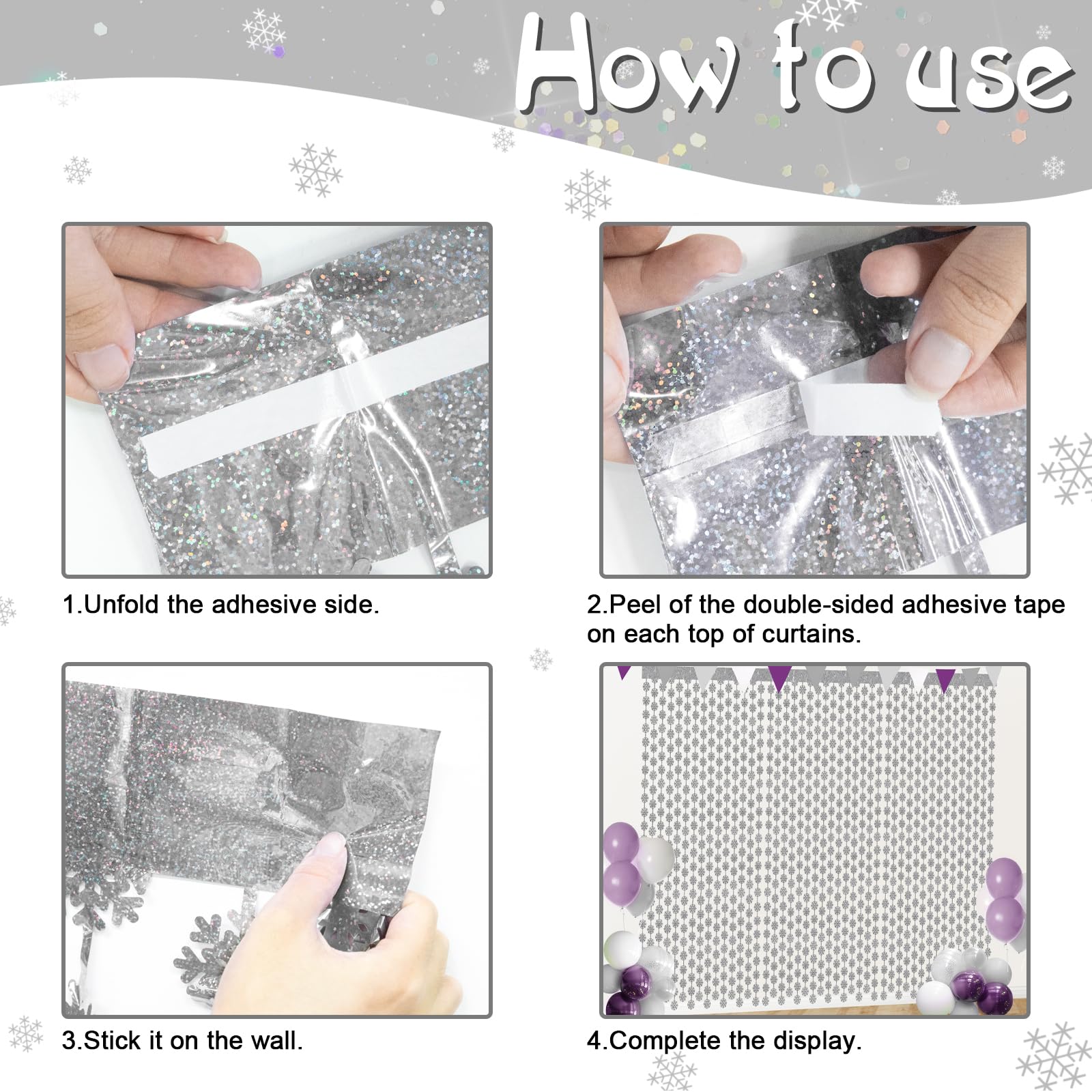 Silver Snowflake Foil Fringe Curtains - 3 Pack Iridescent Hanging Snowflake Streamers for Winter Wonderland Christmas Party Decor | Perfect for Holiday Home, Office & Wedding Decorations