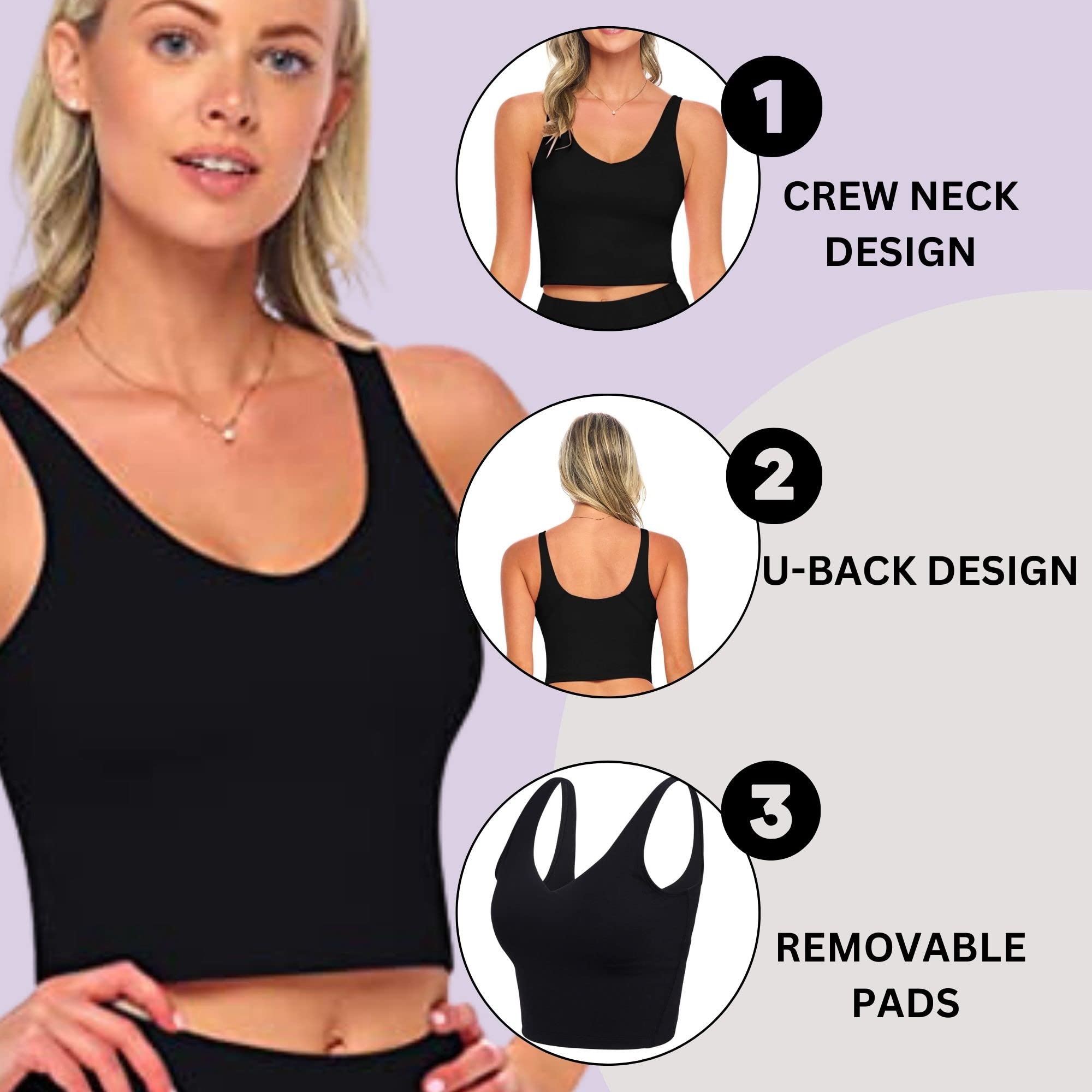Women's Yoga Top & Sports Bra Set - M&M Scrubs Longline Wirefree Padded Medium Support Workout Bra with 5 Exercise Bands | Perfect for Yoga, Pilates, Gym & Home Fitness