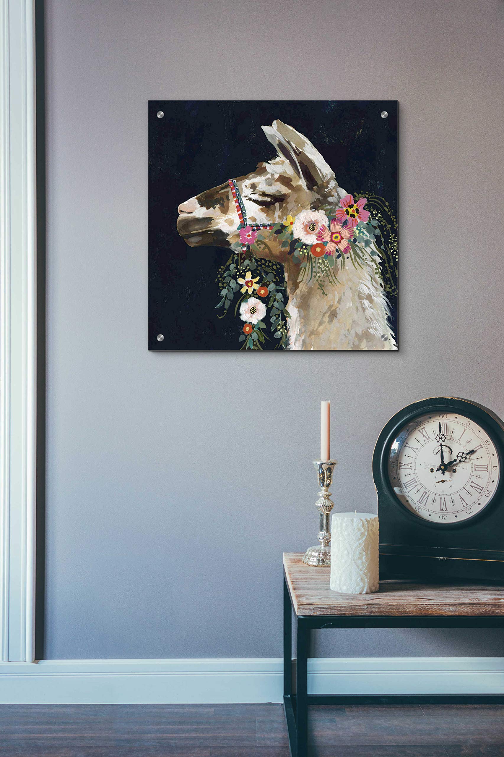 Lovely Llama II Acrylic Glass Wall Art Print by Victoria Borges - 24x24 Inch Modern Home Decor for Living Room, Bedroom & Office