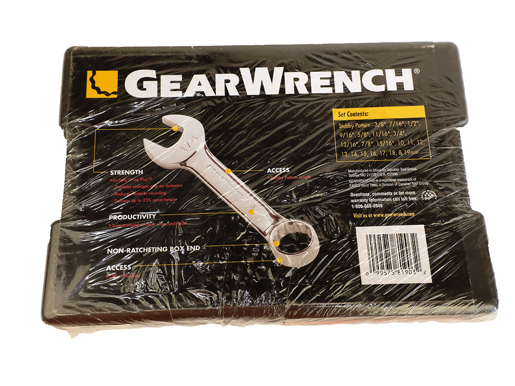 GearWrench 20-Piece SAE/Metric Stubby Combination Wrench Set (Non-Ratcheting Box End) - Perfect for Tight Spaces & Automotive Repairs - Brand New in Sealed Plastic Packaging #8190