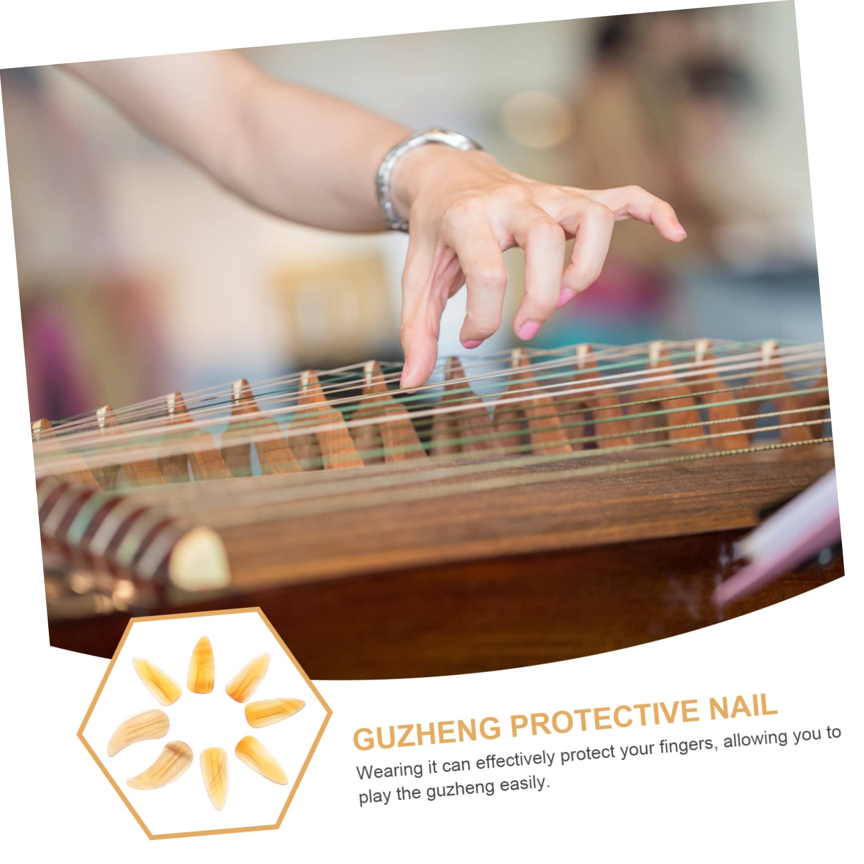 8pcs Guzheng Nails for Adults & Kids - Professional Finger Protectors for Guzheng, Guitar & Musical Instruments (Yellow) - Perfect for Practice, Performances & Music Lessons