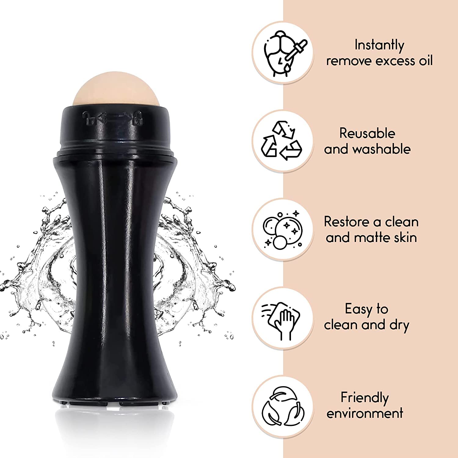 CORSULA Volcanic Face Roller for Oily Skin | Oil Absorbing Massager with 2 Replaceable Volcanic Balls | Reusable Oil Control Tool for Instant Shine Reduction | Perfect for On-the-Go Touch-Ups & Makeup Prep
