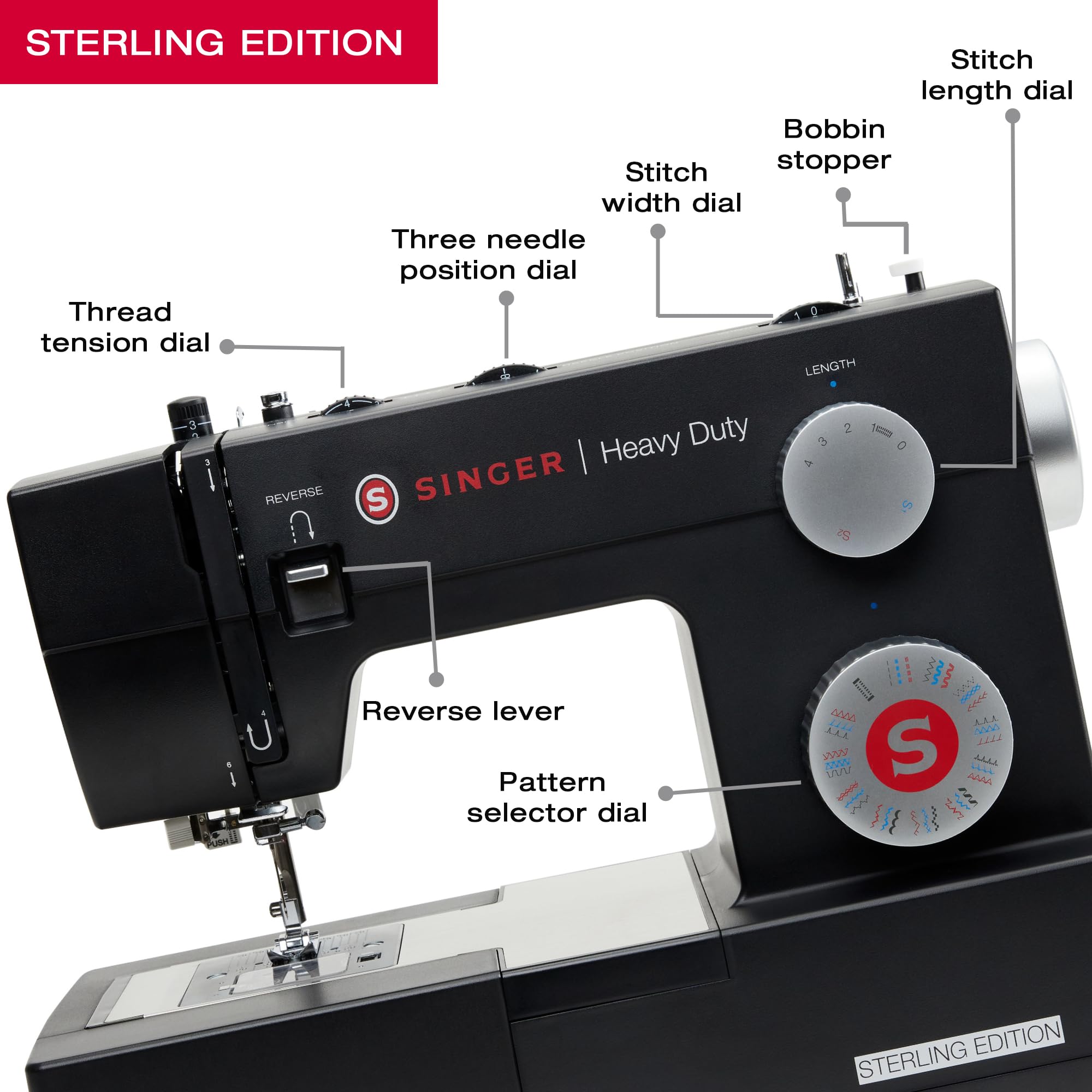 SINGER® 4432 Heavy Duty Sewing Machine with Accessory Kit | 110 Built-in Stitches, Strong Motor, Metal Frame, 1-Step Buttonhole | Perfect for Quilting, Denim, Leather & Home Decor Projects