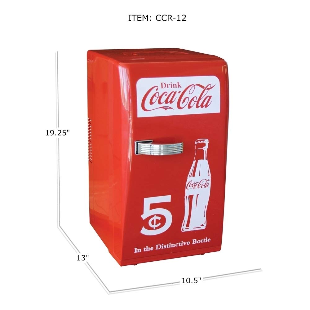 **Coca-Cola Retro 18 Can Mini Fridge - 22L (23 qt) Portable Cooler with 12V DC & 110V AC Cords - Red Travel Fridge for Drinks, Snacks, Lunch - Perfect for Home, Office, Dorm, RV & Road Trips**