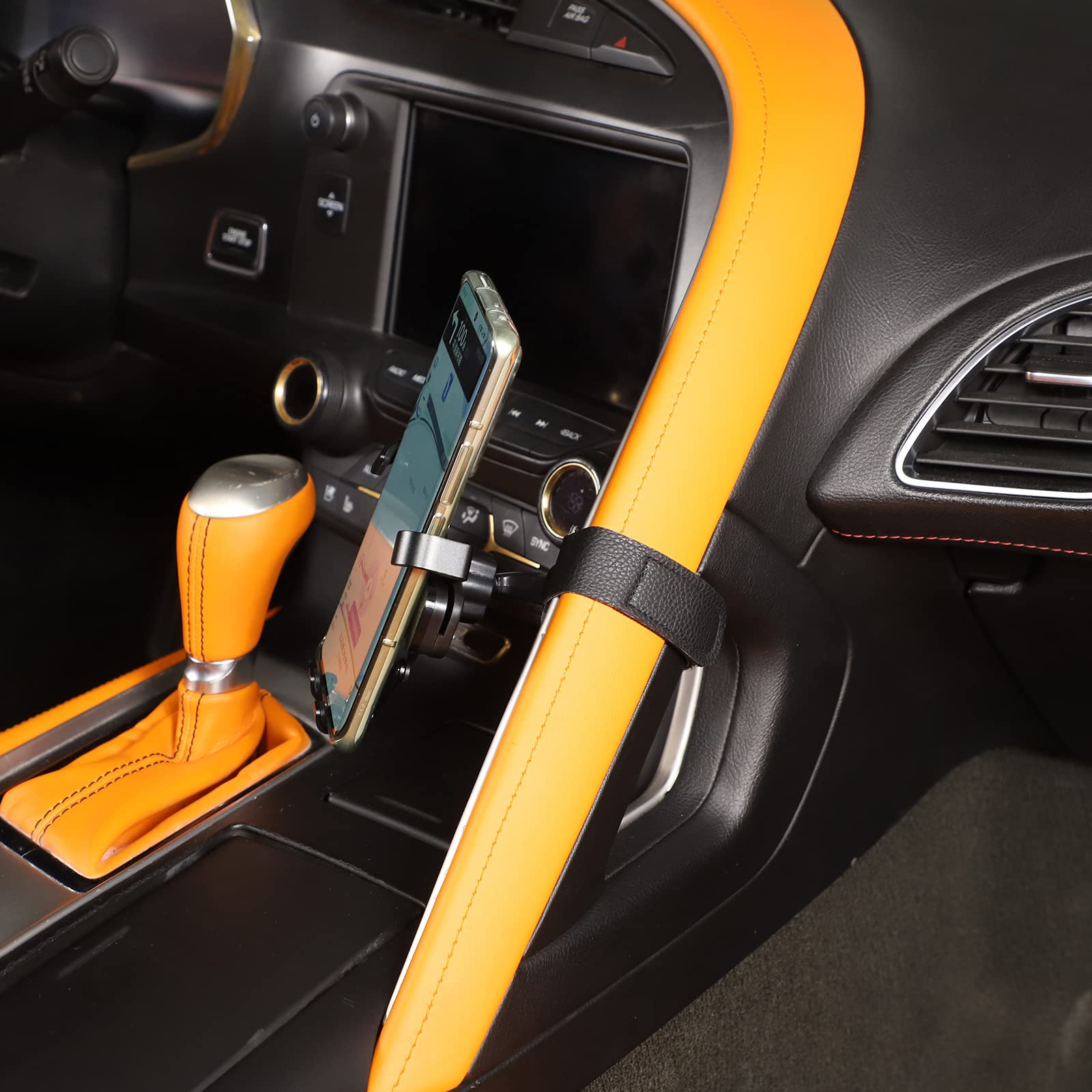 Chevrolet Corvette C7 2014-2019 Phone Holder - Center Control Handle Mount, Anti-Drop Hands-Free Car Phone Stand, Dash Clip & Navigation Bracket Accessories - Perfect for Driving, GPS Navigation & Safe Hands-Free Calling