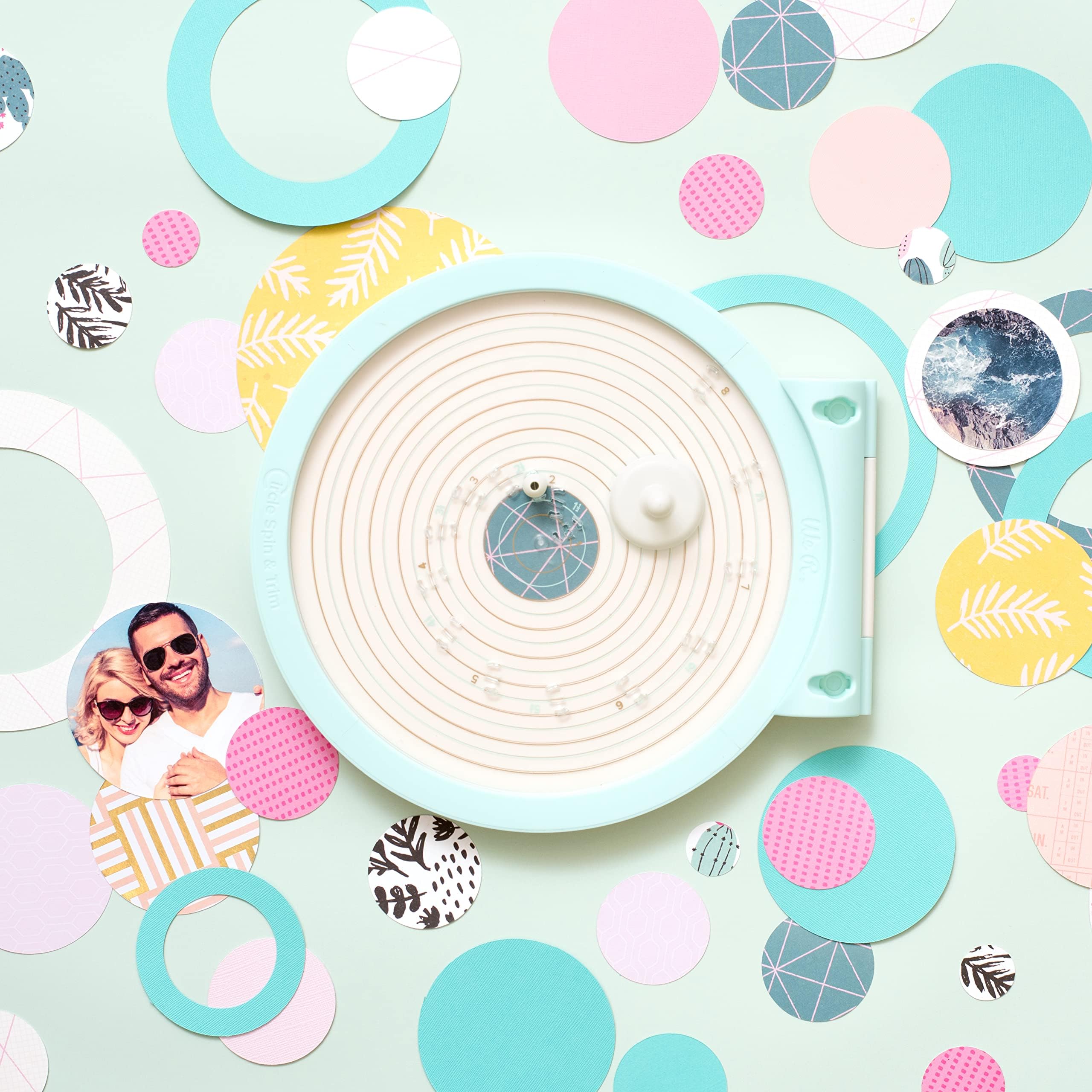 We R Memory Keepers Circle Spin & Trim Tool - 360 Degree Rotating Circle Cutter with Circle Maker & 2 Replacement Blades (Cuts 1-8 Inch Circles) - Perfect for Scrapbooking, Card Making & DIY Crafts