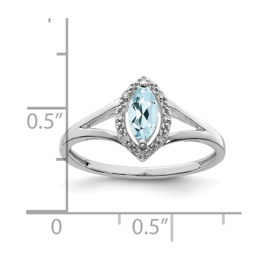 925 Sterling Silver Marquise Cut Diamond & Aquamarine Engagement Ring - 0.03cttw March Birthstone Jewelry for Women, Perfect for Proposals, Anniversaries & Special Occasions