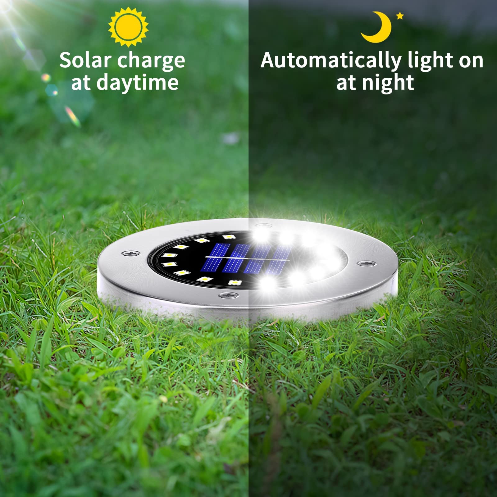 NFESOLAR 16 LED Solar Lights Outdoor Waterproof - Bright Solar Pathway Lights for Yard, Garden, Lawn, Walkway & Driveway (8 Pack White) - Perfect for Landscape Lighting & Nighttime Safety