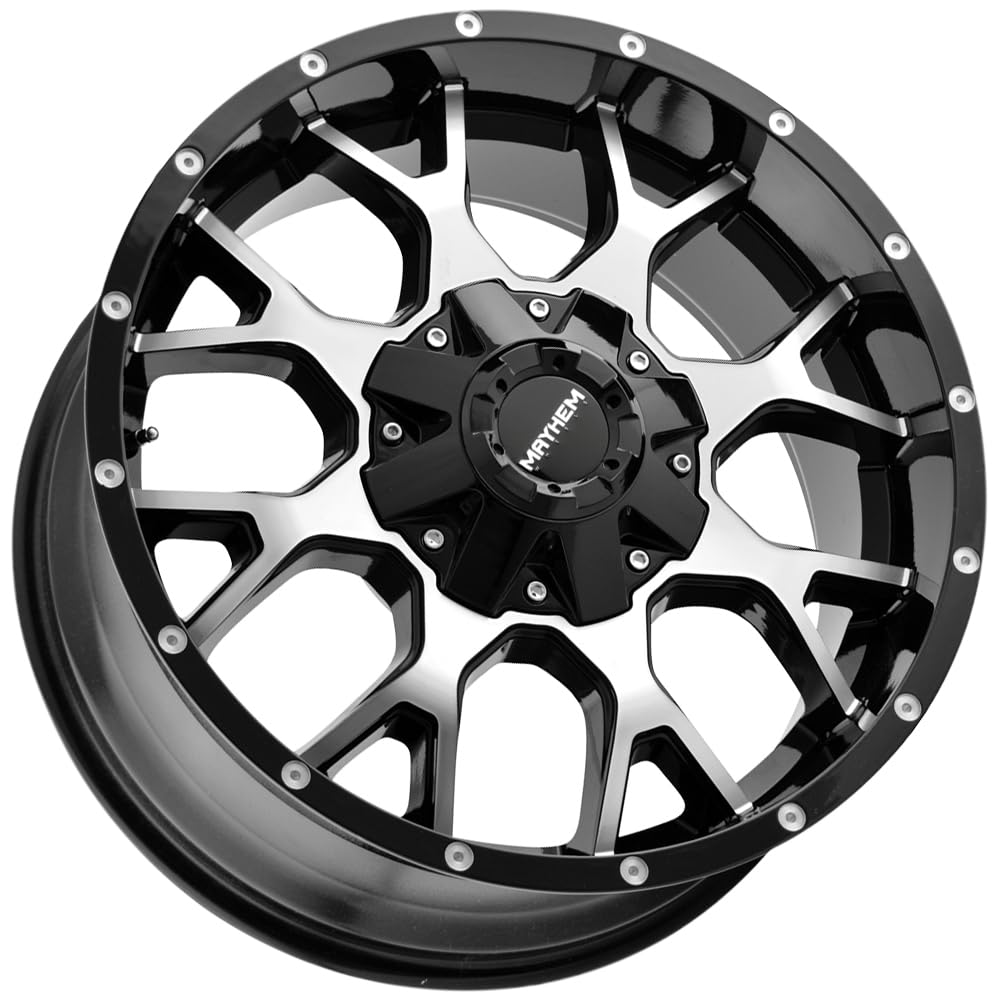 Mayhem Warrior 8015 Black/Machined Face 20x9 8x180 18mm Offset 124.1mm Hub Wheel - Painted Alloy Rims for Trucks & SUVs - Perfect for Off-Roading, Daily Driving & Custom Builds