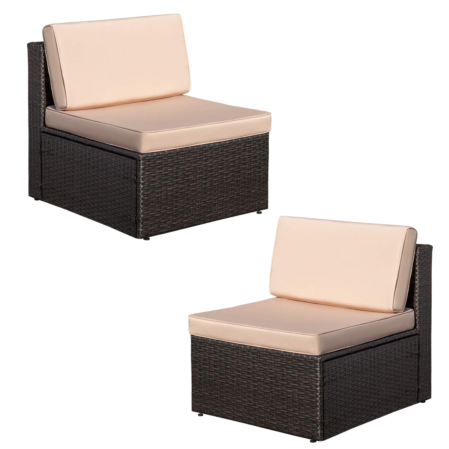 Furniwell Outdoor Patio Conversation Set - 2-Piece Armless Sofa for Garden, Deck, or Backyard | Durable Weather-Resistant Furniture for Relaxing and Entertaining