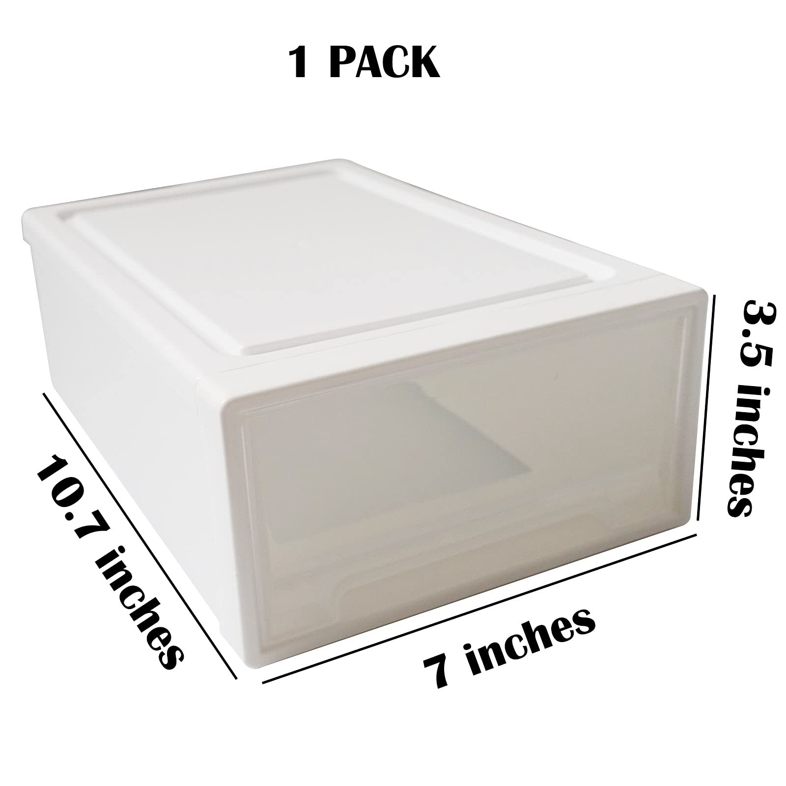 Clear Stackable Desk Organizer Drawers - Small Desktop Storage Box for Office, Home & Craft Supplies | Narrow Open White Design | Perfect for Organizing Stationery, Makeup, Jewelry & Small Accessories (1 Count)