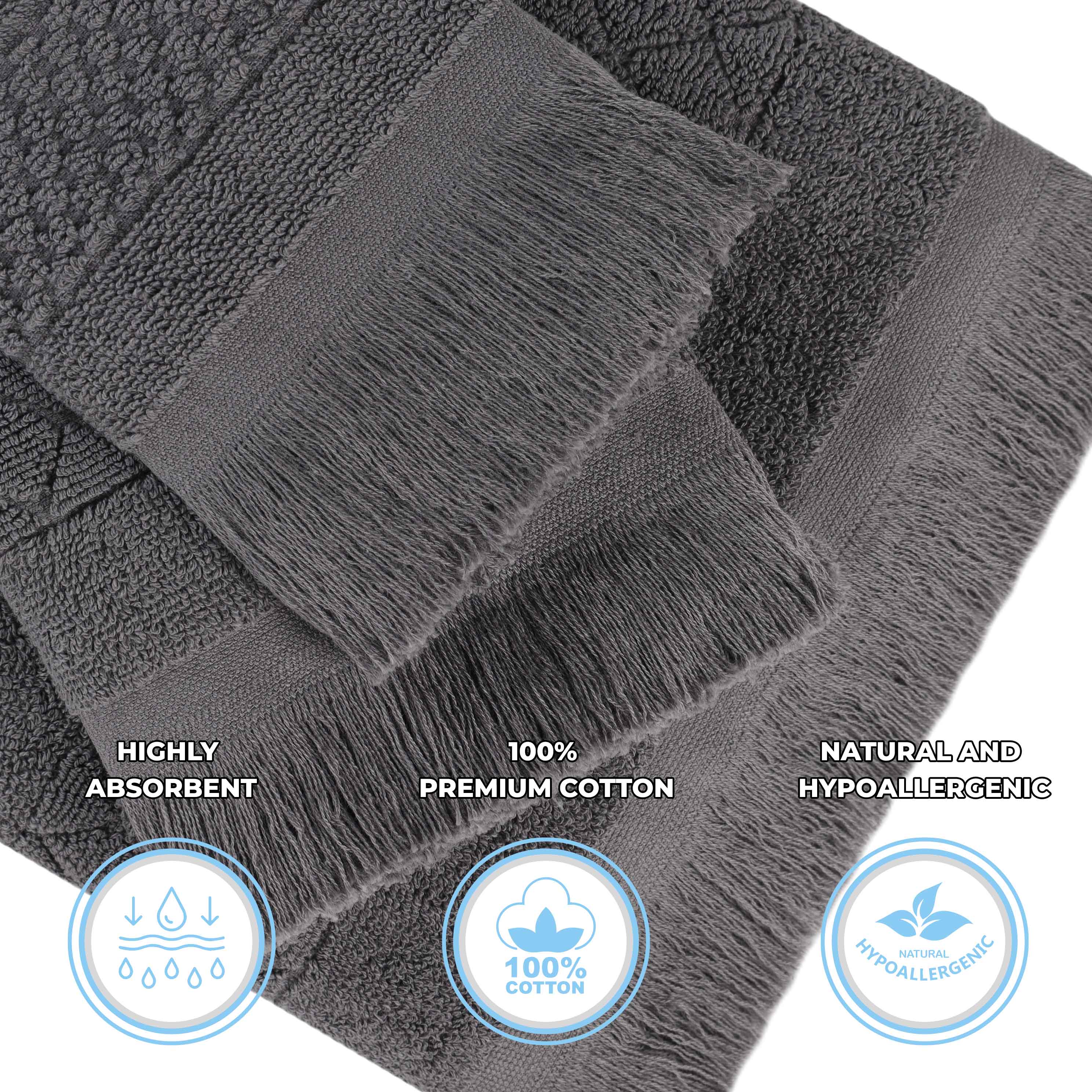 Premium Rolla Cotton Geometric Jacquard Plush Absorbent Bath Sheet Set of 2 - Ultra Soft Luxury Towels for Spa, Hotel & Home Bathroom Use