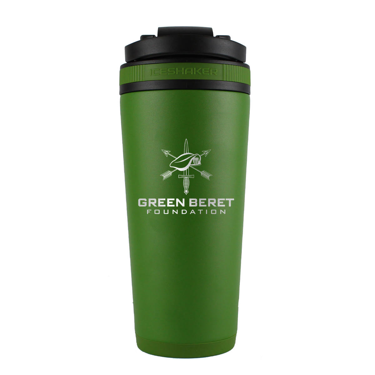 Green Beret Foundation 26oz Insulated Stainless Steel Shaker Bottle - Perfect for Protein Shakes, Gym Workouts & Outdoor Adventures
