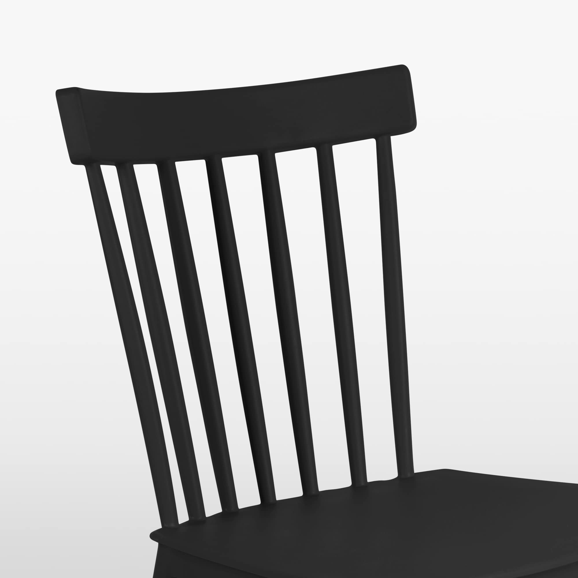 Modern Plastic Armless Dining Chairs with Wooden Legs - Set of 4 Contemporary Stackable Side Chairs for Kitchen, Dining Room, Restaurant, Cafe, Office & Home Decor - Perfect for Small Spaces and Modern Interior Design