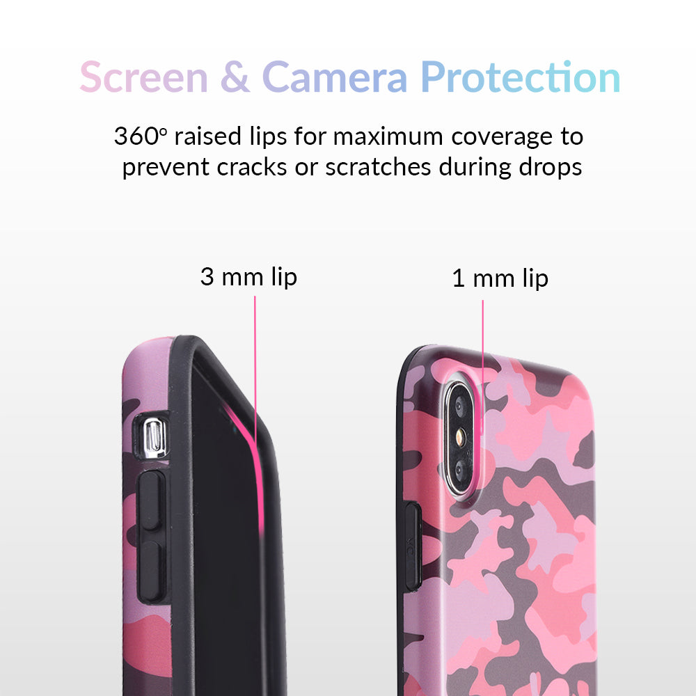 Dusty Rose Camo iPhone Case - Trendy Protective Cover for iPhone 12/13/14 Pro Max - Perfect for Outdoor Adventures, Travel & Daily Use