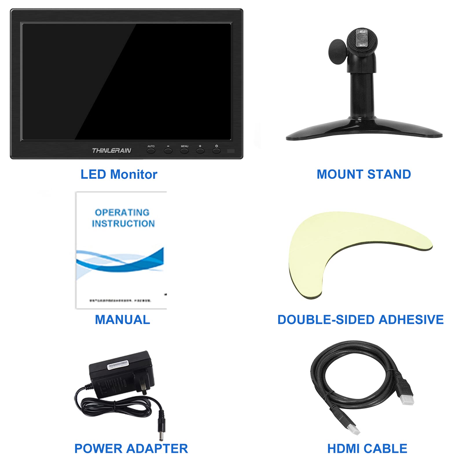 10.1 Inch Thinlerain Mini PC Monitor - 1366x768 LED IPS Screen with HDMI & VGA Ports, Built-in Speakers for Laptop, Computer - Perfect for Home Office, Gaming & Digital Signage