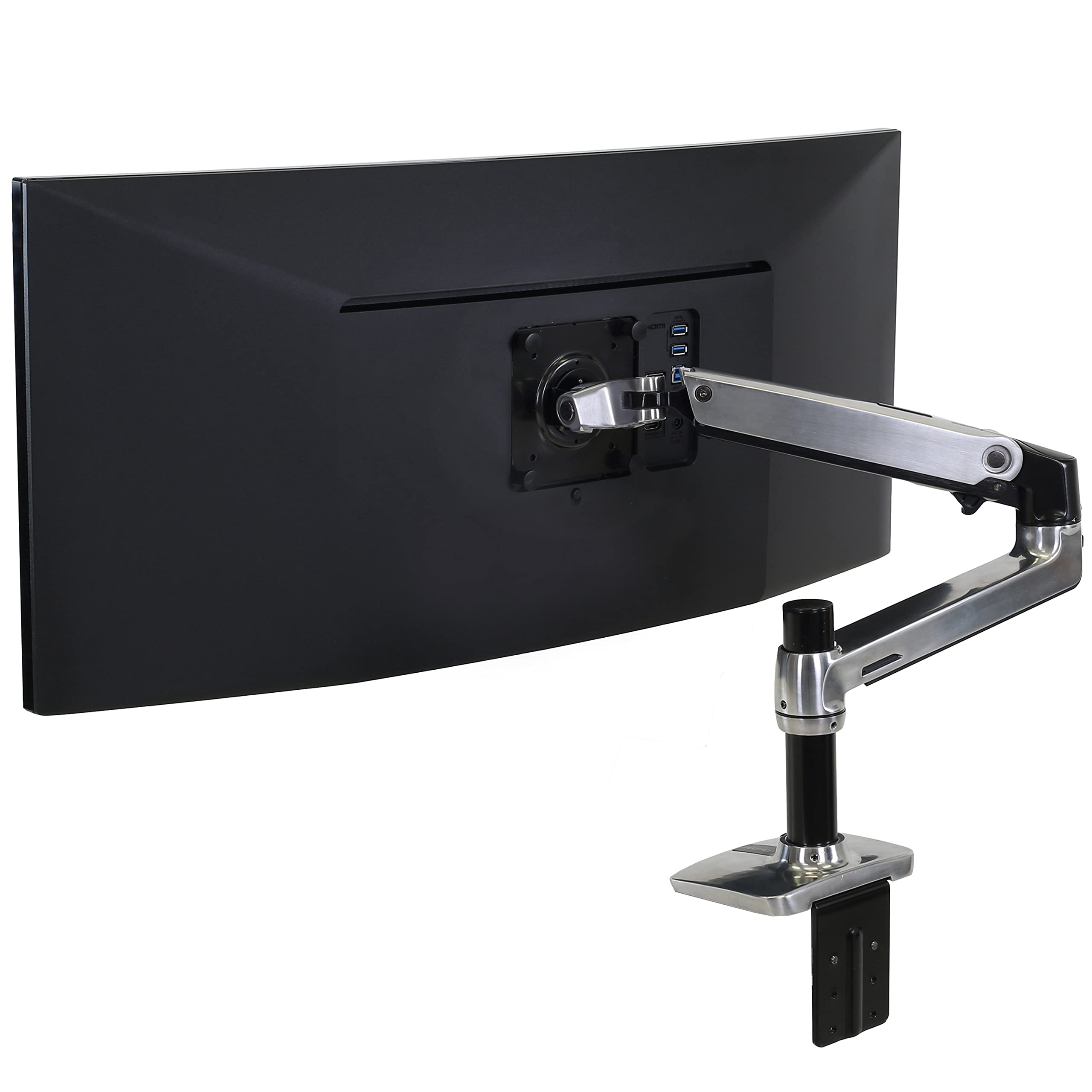 Ergotron LX Single Monitor Arm - Adjustable VESA Desk Mount for 34 Inch Monitors (7-25 lbs) - Polished Aluminum Stand for Home Office & Gaming Setup