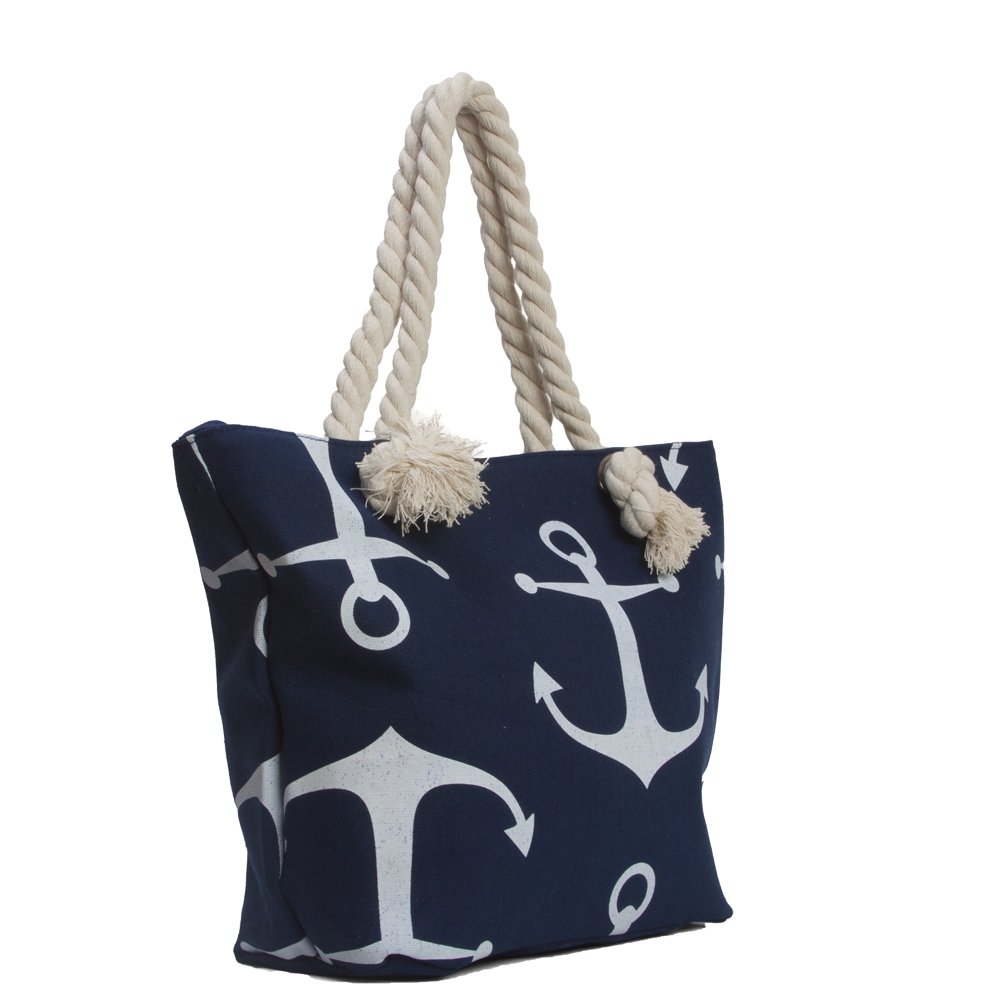 Stylish Anchors Wide Beach Tote Bag - Large Waterproof Summer Beach Bag for Women, Perfect for Pool, Travel & Shopping