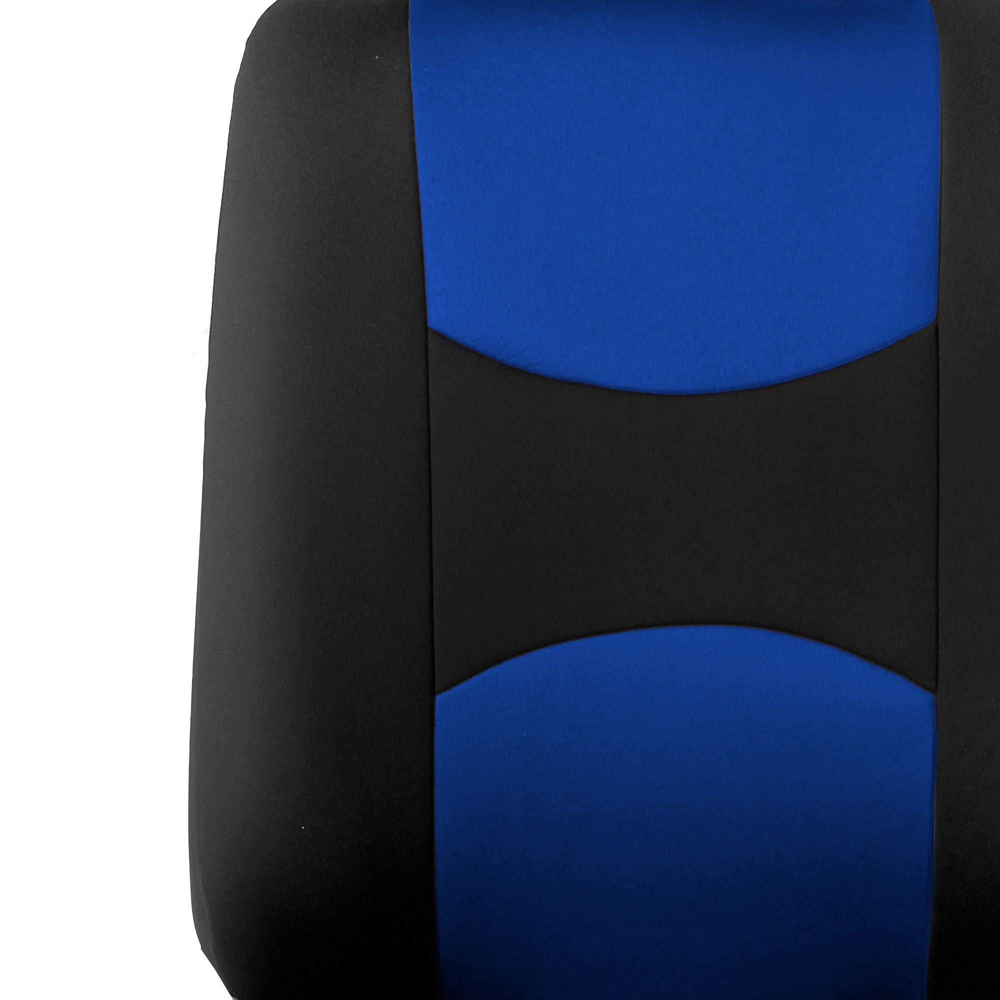 FH Group Universal Non-Slip Car Seat Covers Full Set - Blue Flat Cloth Bench Seat Protectors for Cars, Trucks & SUVs | Perfect for Road Trips, Daily Commutes & Family Travel