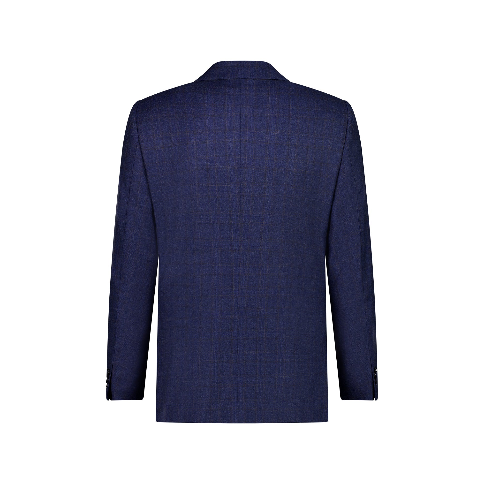 HENRY SARTORIAL Men's Navy Blue Check Wool Suit - Classic Business Formal Attire for Office, Weddings & Special Occasions