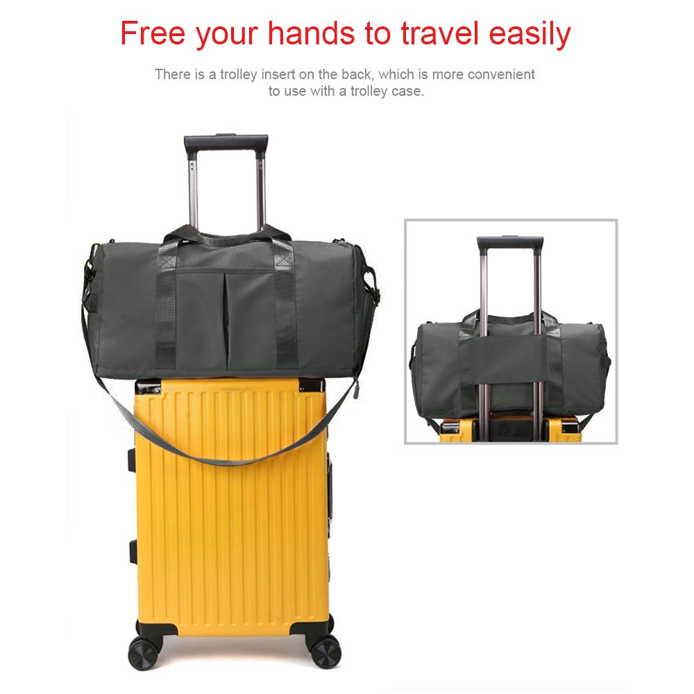 Waterproof Sports Gym Bag with Shoe Compartment & Wet Pocket - 29L Duffle Travel Bag for Men & Women (Dark Gray) - Perfect for Gym, Travel & Sports Activities